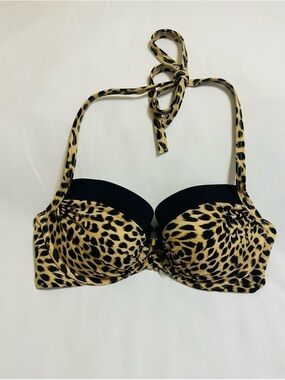 Victoria’s Secret Leopard Print Halter Bikini Top/Black & Tan. New Without Tags